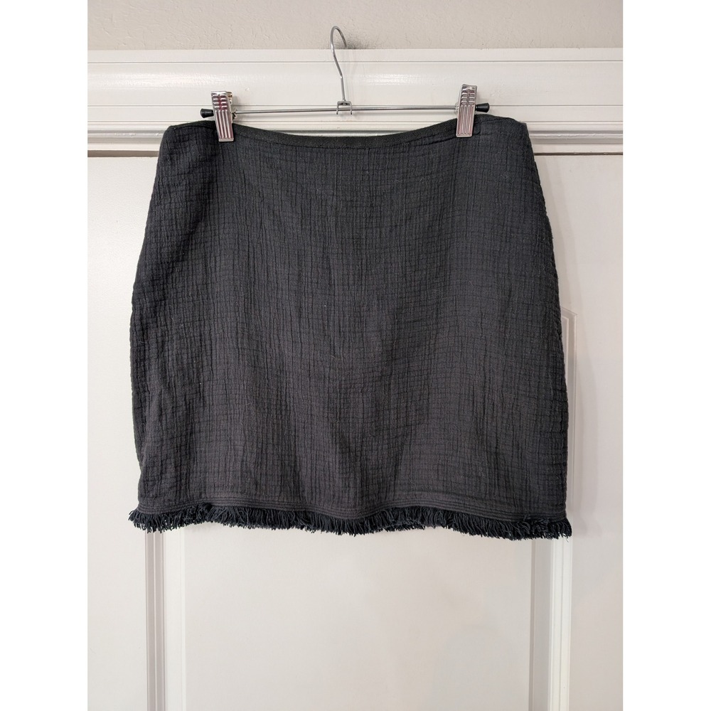 Madewell Womens Charcoal Black Textured Gauze Fringe Mini Skirt Size 8 casual